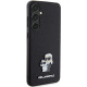 Karl Lagerfeld Samsung Galaxy S24 - Saffiano Karl and Choupette Metal Pin Σκληρή Θήκη με Επένδυση Συνθετικού Δέρματος και Πλαίσιο Σιλικόνης - Black - KLHCS24SPSAKCMPK