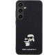 Karl Lagerfeld Samsung Galaxy S24 - Saffiano Karl and Choupette Metal Pin Σκληρή Θήκη με Επένδυση Συνθετικού Δέρματος και Πλαίσιο Σιλικόνης - Black - KLHCS24SPSAKCMPK