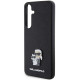 Karl Lagerfeld Samsung Galaxy S24 - Saffiano Karl and Choupette Metal Pin Σκληρή Θήκη με Επένδυση Συνθετικού Δέρματος και Πλαίσιο Σιλικόνης - Black - KLHCS24SPSAKCMPK