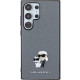 Karl Lagerfeld Samsung Galaxy S24 Ultra - Saffiano Karl and Choupette Metal Pin Σκληρή Θήκη με Επένδυση Συνθετικού Δέρματος και Πλαίσιο Σιλικόνης - Grey - KLHCS24LPSAKCMPG