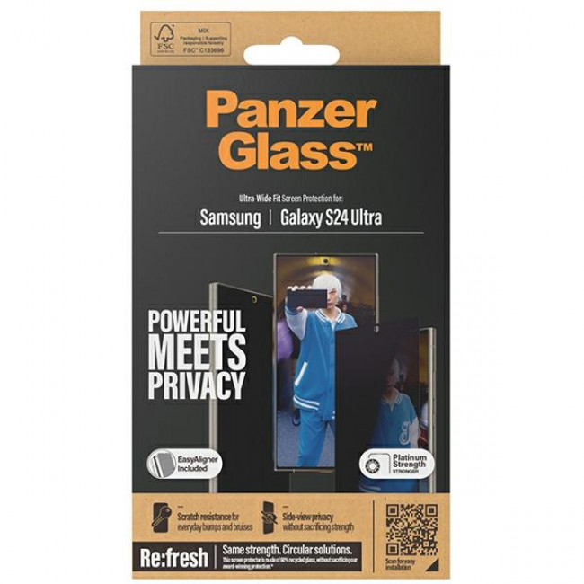 PanzerGlass Samsung Galaxy S24 Ultra - Ultra-Wide Fit Privacy Easy Aligner Αντιχαρακτικό Γυαλί Οθόνης - Black