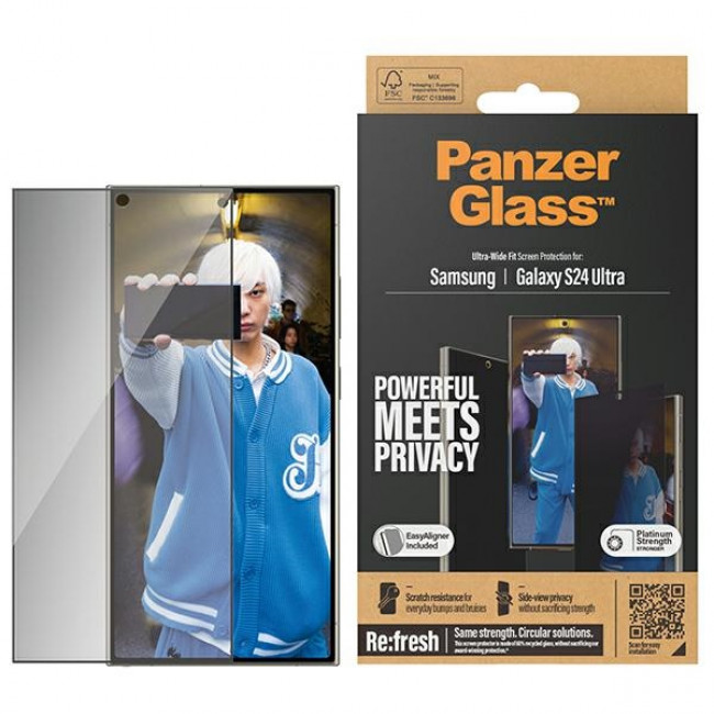 PanzerGlass Samsung Galaxy S24 Ultra - Ultra-Wide Fit Privacy Easy Aligner Αντιχαρακτικό Γυαλί Οθόνης - Black