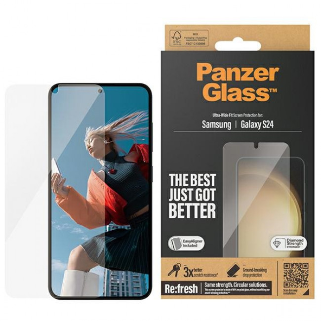 PanzerGlass Samsung Galaxy S24 - Ultra-Wide Fit Easy Aligner Case Friendly Αντιχαρακτικό Γυαλί Οθόνης - Διάφανο