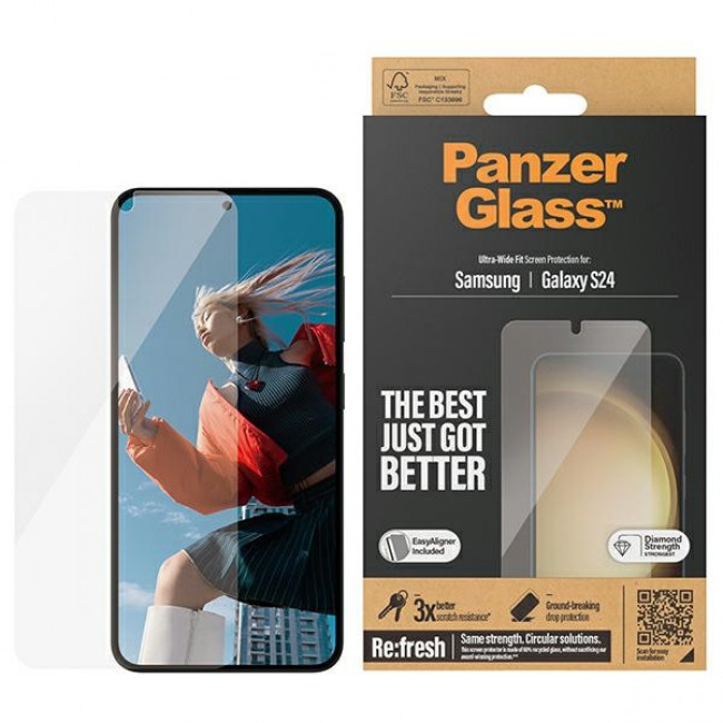 PanzerGlass Samsung Galaxy S24 - Ultra-Wide Fit Easy Aligner Case Friendly Αντιχαρακτικό Γυαλί Οθόνης - Διάφανο