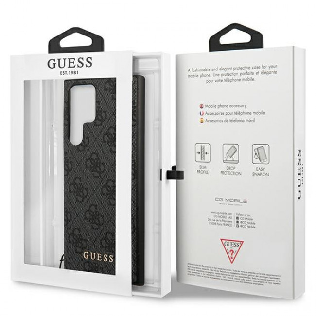 Guess Samsung Galaxy S24 Ultra - 4G Charms Collection Θήκη με Επένδυση Συνθετικού Δέρματος - Black - GUHCS24LGF4GGR