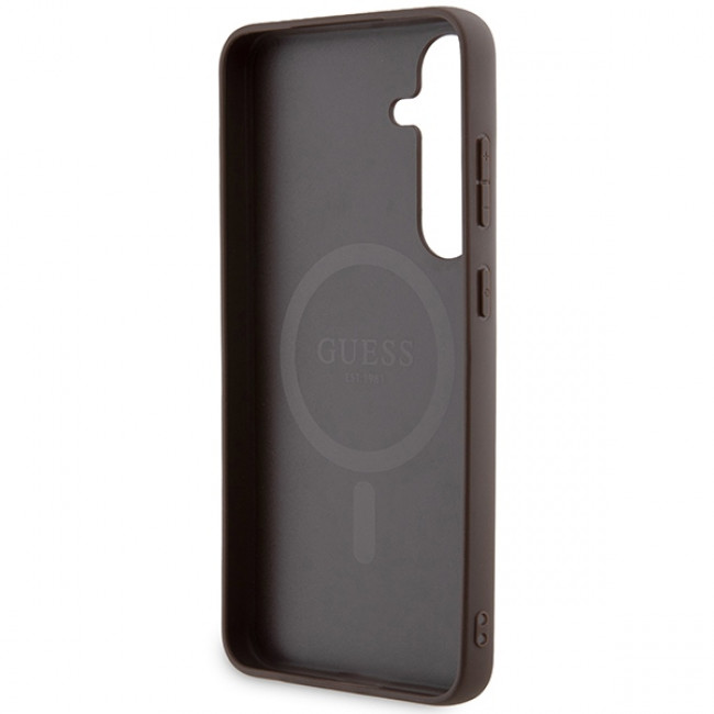 Guess Samsung Galaxy S24+ - 4G Collection Leather Metal Logo MagSafe Θήκη με Επένδυση Συνθετικού Δέρματος και MagSafe - Brown - GUHMS24MG4GFRW