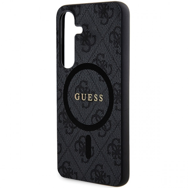 Guess Samsung Galaxy S24 - 4G Collection Leather Metal Logo MagSafe Θήκη με Επένδυση Συνθετικού Δέρματος και MagSafe - Black - GUHMS24SG4GFRK