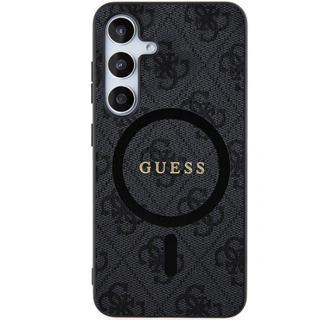 Guess Samsung Galaxy S24 - 4G Collection Leather Metal Logo MagSafe Θήκη με Επένδυση Συνθετικού Δέρματος και MagSafe - Black - GUHMS24SG4GFRK