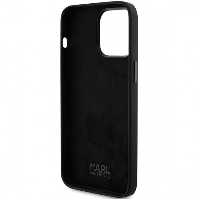 Karl Lagerfeld iPhone 15 Pro - Silicone Choupette Metal Pin Σκληρή Θήκη με Πλαίσιο Σιλικόνης - Black - KLHCP15LSMHCNPK