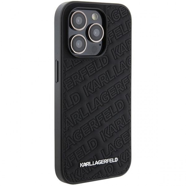 Karl Lagerfeld iPhone 15 Pro - Quilted K Pattern Θήκη με Επένδυση Συνθετικού Δέρματος - Black - KLHCP15LPQKPMK