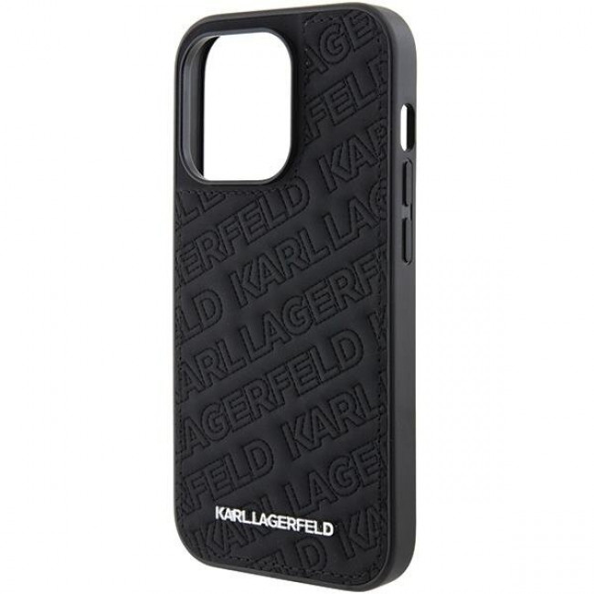 Karl Lagerfeld iPhone 15 Pro - Quilted K Pattern Θήκη με Επένδυση Συνθετικού Δέρματος - Black - KLHCP15LPQKPMK