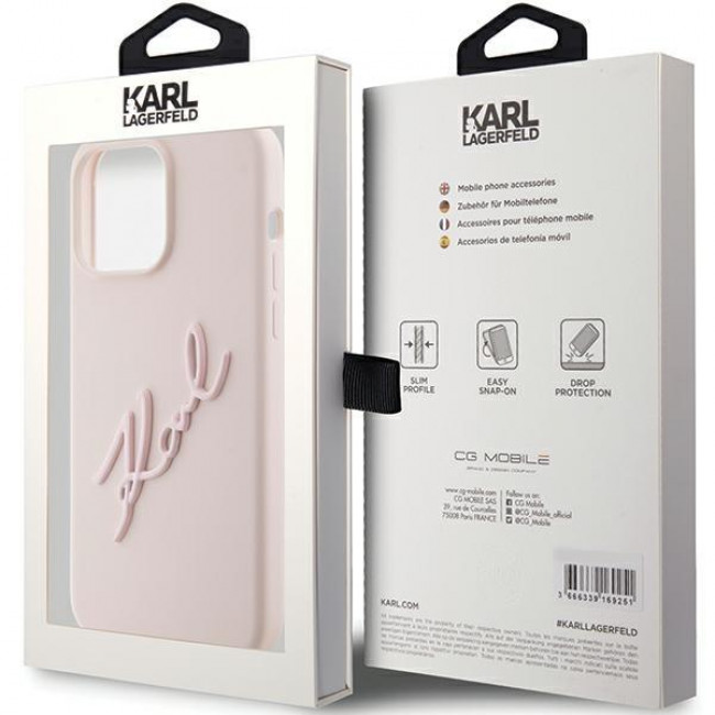 Karl Lagerfeld iPhone 15 Pro Max Silicone Karl Script Θήκη Σιλικόνης - Pink - KLHCP15XSKSBMCP