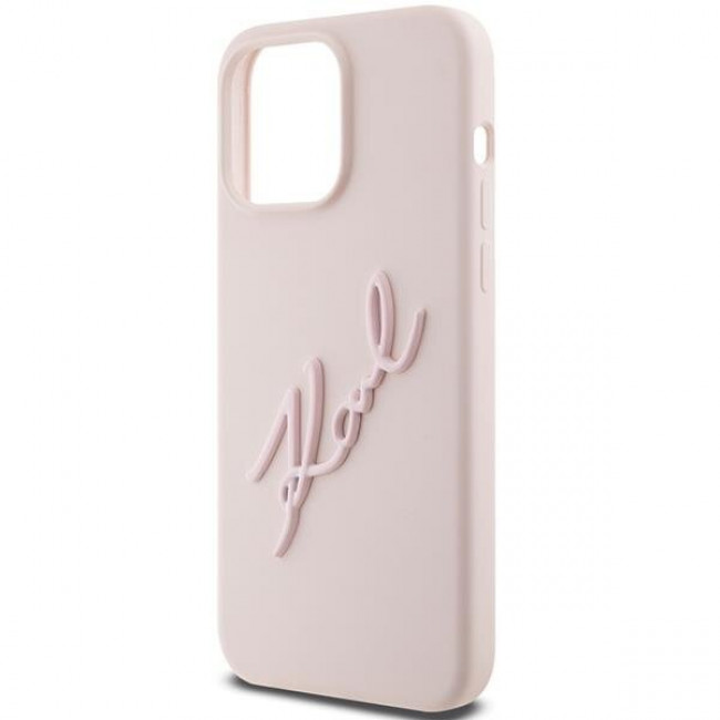 Karl Lagerfeld iPhone 15 Pro Max Silicone Karl Script Θήκη Σιλικόνης - Pink - KLHCP15XSKSBMCP