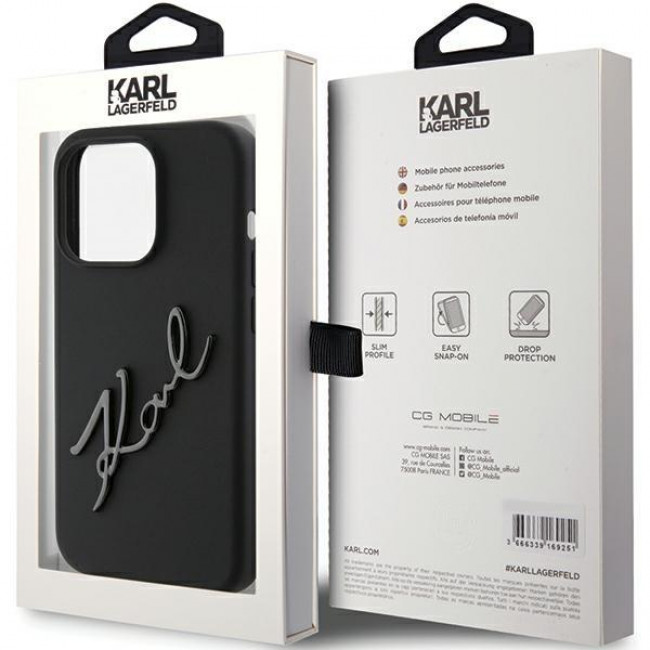 Karl Lagerfeld iPhone 15 Pro Max Silicone Karl Script Θήκη Σιλικόνης - Black - KLHCP15XSKSBMCK