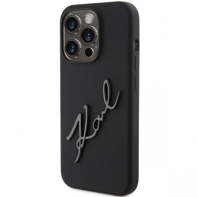 Karl Lagerfeld iPhone 15 Pro Max Silicone Karl Script Θήκη Σιλικόνης - Black - KLHCP15XSKSBMCK