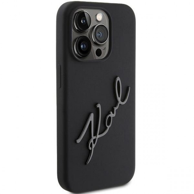 Karl Lagerfeld iPhone 15 Pro Max Silicone Karl Script Θήκη Σιλικόνης - Black - KLHCP15XSKSBMCK