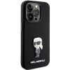 Karl Lagerfeld iPhone 15 Pro - Silicone Ikonik Metal Pin Σκληρή Θήκη με Πλαίσιο Σιλικόνης - Black - KLHCP15LSMHKNPK