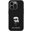 Karl Lagerfeld iPhone 15 Pro - Silicone Ikonik Metal Pin Σκληρή Θήκη με Πλαίσιο Σιλικόνης - Black - KLHCP15LSMHKNPK