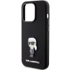 Karl Lagerfeld iPhone 15 Pro - Silicone Ikonik Metal Pin Σκληρή Θήκη με Πλαίσιο Σιλικόνης - Black - KLHCP15LSMHKNPK