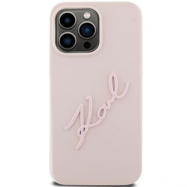 Karl Lagerfeld iPhone 15 Pro Silicone Karl Script Θήκη Σιλικόνης - Pink - KLHCP15LSKSBMCP