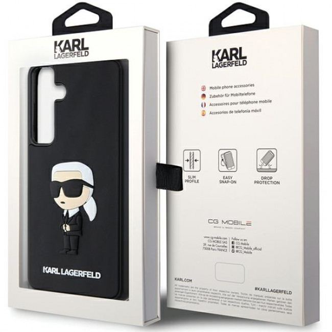 Karl Lagerfeld Samsung Galaxy S24 - 3D Rubber Ikonik Σκληρή Θήκη με Πλαίσιο Σιλικόνης - Black - KLHCS24S3DRKINK