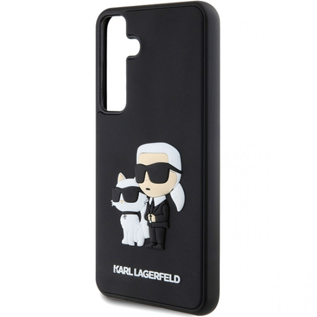 Karl Lagerfeld Samsung Galaxy S24 - 3D Rubber Karl and Choupette Σκληρή Θήκη με Πλαίσιο Σιλικόνης - Black - KLHCS24S3DRKCNK