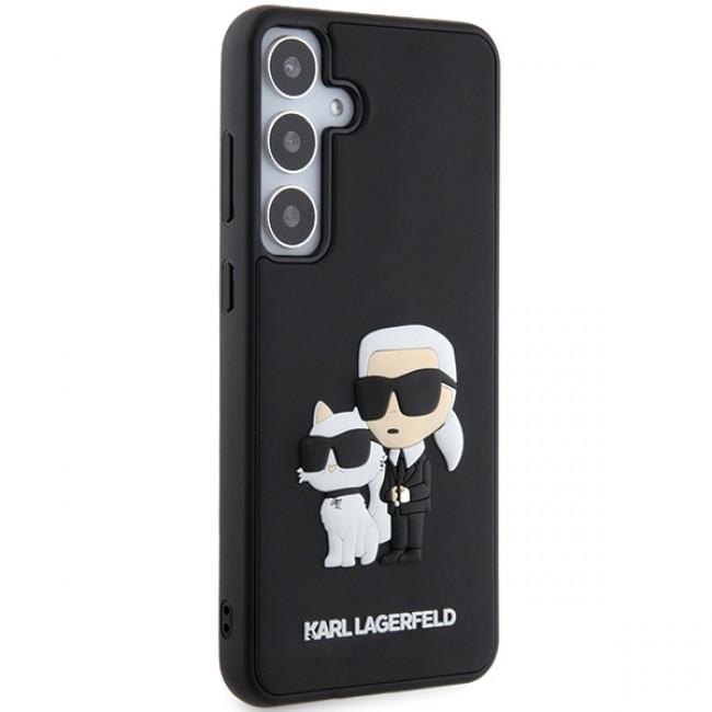 Karl Lagerfeld Samsung Galaxy S24 - 3D Rubber Karl and Choupette Σκληρή Θήκη με Πλαίσιο Σιλικόνης - Black - KLHCS24S3DRKCNK