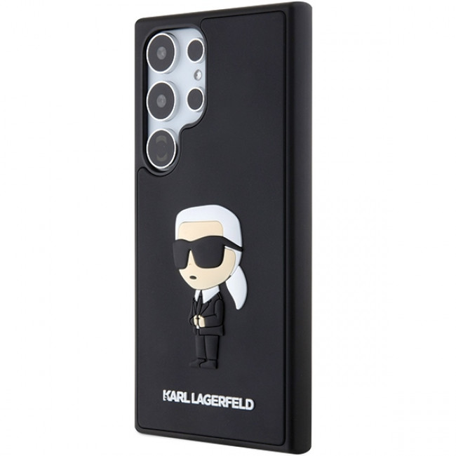 Karl Lagerfeld Samsung Galaxy S24 Ultra - 3D Rubber Ikonik Σκληρή Θήκη με Πλαίσιο Σιλικόνης - Black - KLHCS24L3DRKINK