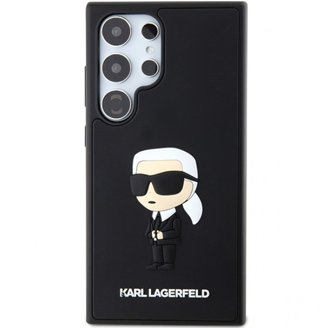 Karl Lagerfeld Samsung Galaxy S24 Ultra - 3D Rubber Ikonik Σκληρή Θήκη με Πλαίσιο Σιλικόνης - Black - KLHCS24L3DRKINK