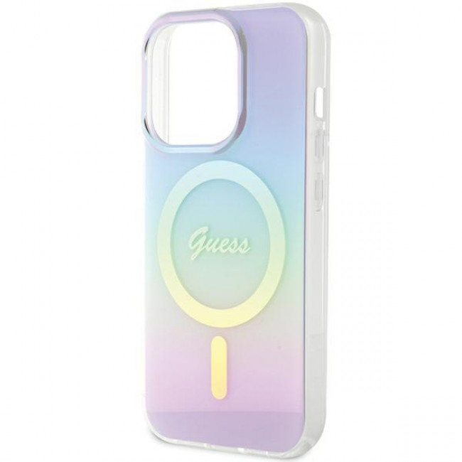 Guess iPhone 15 Pro Max IML Iridescent MagSafe Σκληρή Θήκη με Πλαίσιο Σιλικόνης και MagSafe - Purple - GUHMP15XHITSU