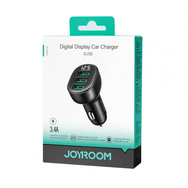 Joyroom Φορτιστής Αυτοκινήτου με 3 Θύρες USB 3.4A - Black - JR-CCD03