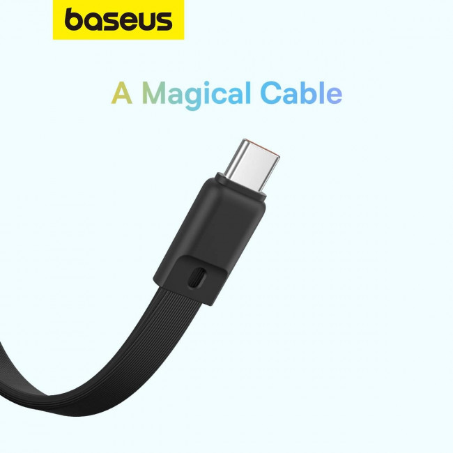 Baseus Magnetic Mini Ασύρματο MagSafe PowerBank 10000mAh 30W με Ενσωματωμένο Καλώδιο Type-C - Black