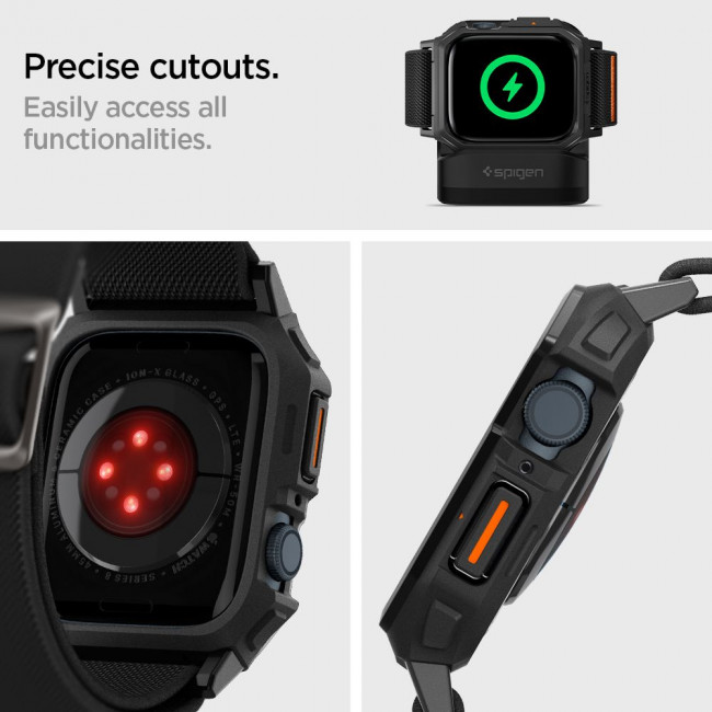 Spigen Λουράκι Apple Watch 4 / 5 / 6 / 7 / 8 / 9 / SE / SE 2 - 44 / 45 mm με Θήκη Προστασίας Lite Fit Pro - Matte Black