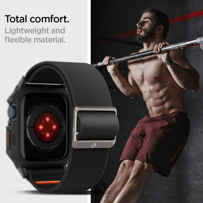 Spigen Λουράκι Apple Watch 4 / 5 / 6 / 7 / 8 / 9 / SE / SE 2 - 44 / 45 mm με Θήκη Προστασίας Lite Fit Pro - Matte Black