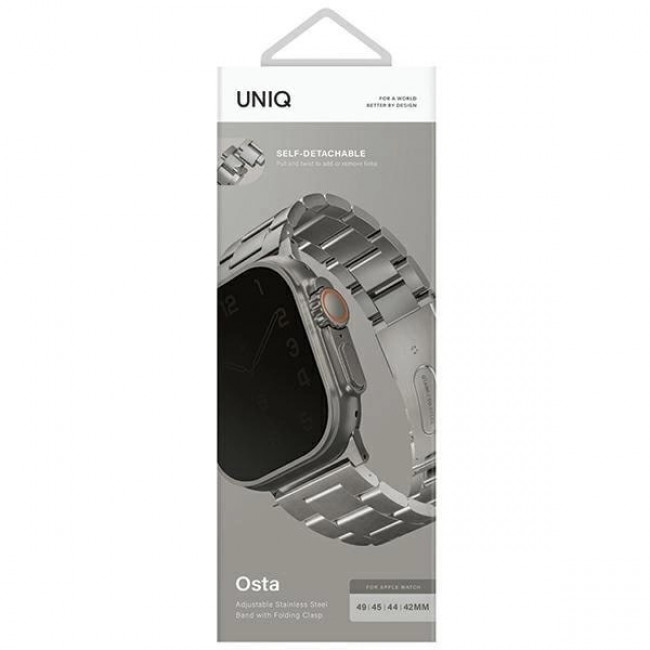 UNIQ Λουράκι Apple Watch 2 / 3 / 4 / 5 / 6 / 7 / 8 / 9 / SE / SE 2 / ULTRA / ULTRA 2 - 42 / 44 / 45 / 49mm από Ανοξείδωτο Ατσάλι Osta - Titanium Silver