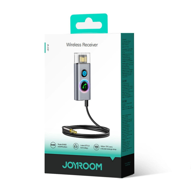 Joyroom JR-CB7 Bluetooth AUX Receiver για Αναπαραγωγή Μουσικής / Κλήσεις στο Αυτοκίνητο - Grey