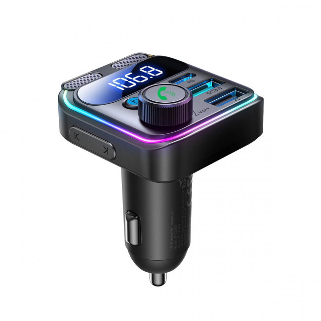 Joyroom JR-CCB01 Bluetooth 5.3 FM Transmitter για Αναπαραγωγή Μουσικής / Κλήσεις / Φόρτιση Κινητών στο Αυτοκίνητο 48W - Black