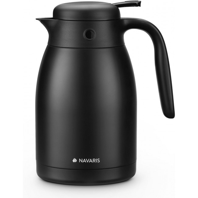 Navaris Κανάτα Θερμός από Ανοξείδωτο Ατσάλι - 1.5 L - Matte Black - 51053.02