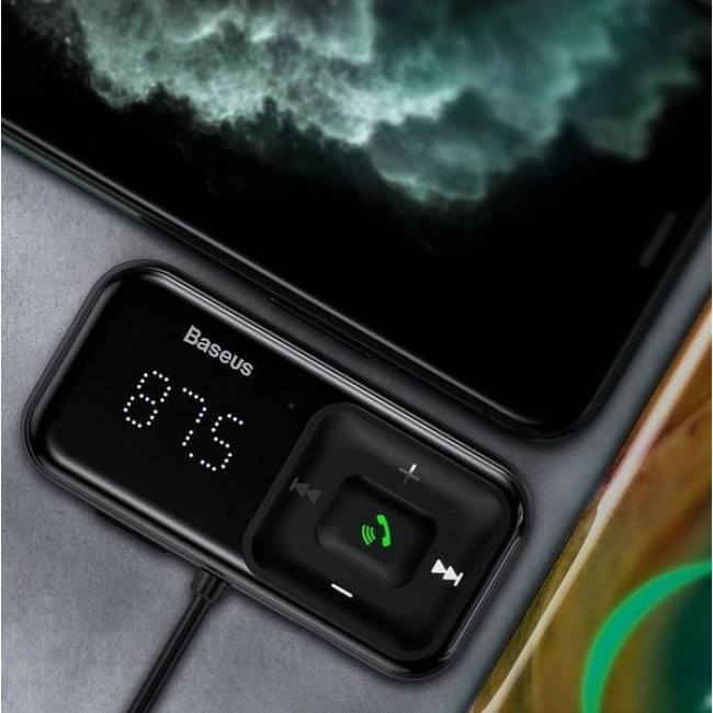 Baseus S-16 Overseas Edition Bluetooth 5.0 FM Transmitter για Αναπαραγωγή Μουσικής / Κλήσεις και Φορτιστής Αυτοκινήτου - Black - CCMT000201