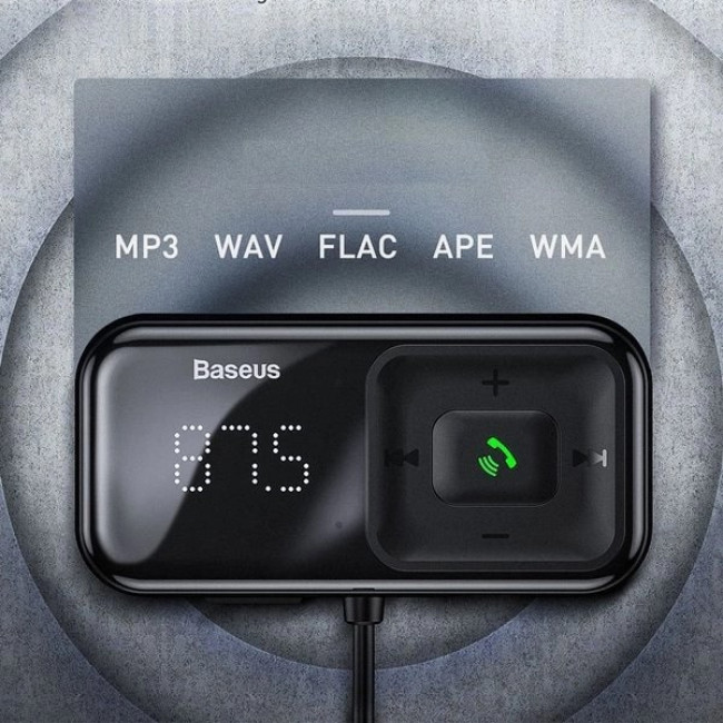 Baseus S-16 Overseas Edition Bluetooth 5.0 FM Transmitter για Αναπαραγωγή Μουσικής / Κλήσεις και Φορτιστής Αυτοκινήτου - Black - CCMT000201