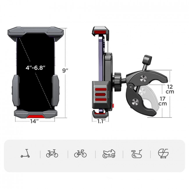 Joyroom Universal Βάση Κινητού για Ποδήλατο και Μοτοσυκλέτα - Black - JR-ZS265u