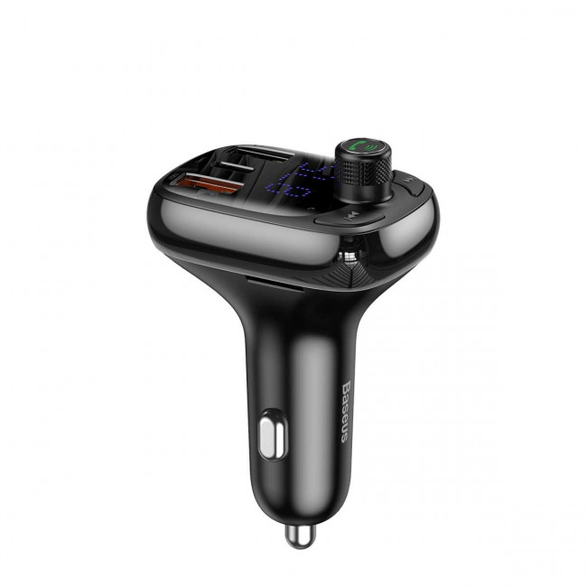 Baseus T Typed S-13 Overseas Edition Car FM Transmitter για Αναπαραγωγή Μουσικής / Handsfree Κλήσεις / Φόρτιση Κινητών στο Αυτοκίνητο PD QC 3.0 - Black - CCMT000101