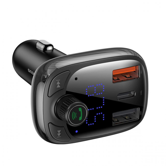 Baseus T Typed S-13 Overseas Edition Car FM Transmitter για Αναπαραγωγή Μουσικής / Handsfree Κλήσεις / Φόρτιση Κινητών στο Αυτοκίνητο PD QC 3.0 - Black - CCMT000101