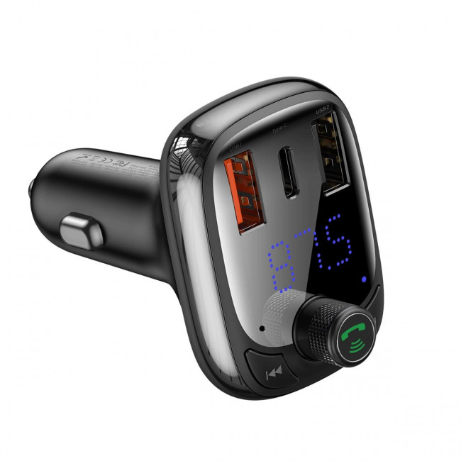 Baseus T Typed S-13 Overseas Edition Car FM Transmitter για Αναπαραγωγή Μουσικής / Handsfree Κλήσεις / Φόρτιση Κινητών στο Αυτοκίνητο PD QC 3.0 - Black - CCMT000101