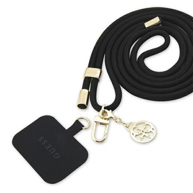 Guess CBDY Cord - Universal Λουράκι για Θήκη Κινητού - Design Nylon 4G Metal Charm - Black - GUOUCNMG4EK