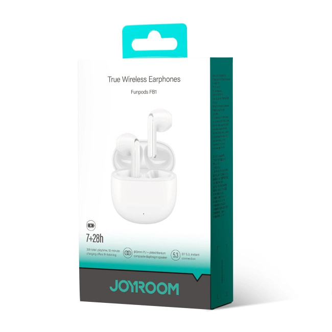 Joyroom Funpods TWS Bluetooth 5.3 - Ασύρματα ακουστικά για Κλήσεις / Μουσική - White - JR-FB1