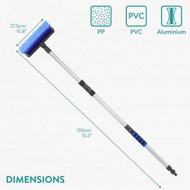 Navaris Βούρτσα Πλυσίματος Αυτοκινήτου με Ρυθμιζόμενη Λαβή και Υποδοχή για Λάστιχο Νερού - Blue - 61697.01