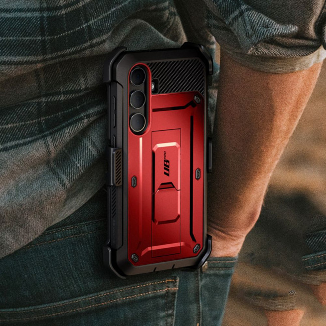 Supcase Samsung Galaxy S24 Unicorn Beetle Pro 2 Σκληρή Θήκη με Προστασία Οθόνης και Stand - Red