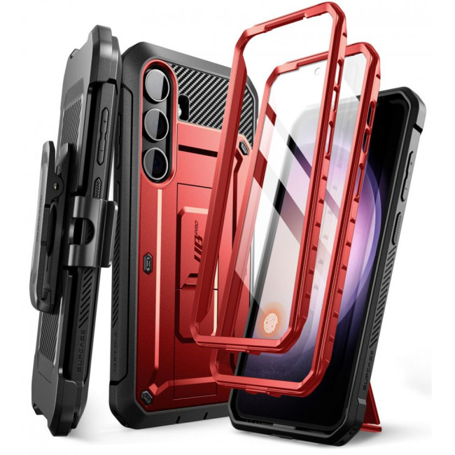 Supcase Samsung Galaxy S24 Unicorn Beetle Pro 2 Σκληρή Θήκη με Προστασία Οθόνης και Stand - Red