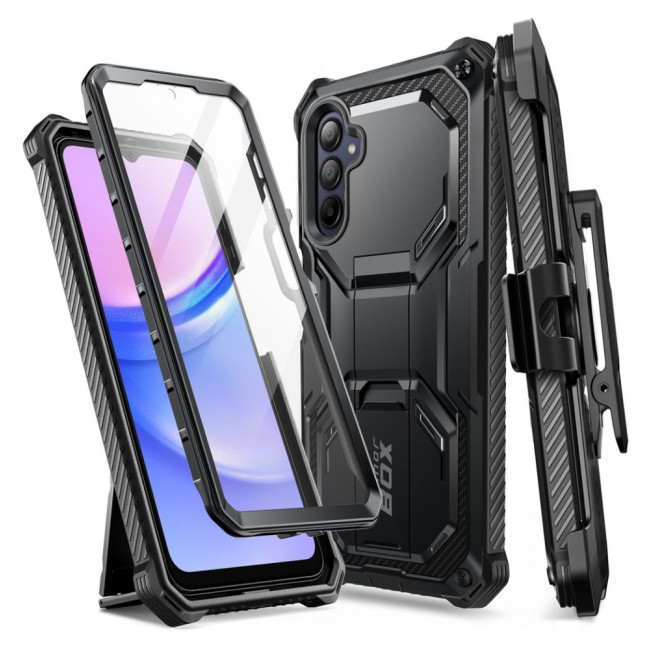 Supcase Samsung Galaxy A15 4G / A15 5G Armorbox Σκληρή Θήκη με Προστασία Οθόνης και Stand - Black